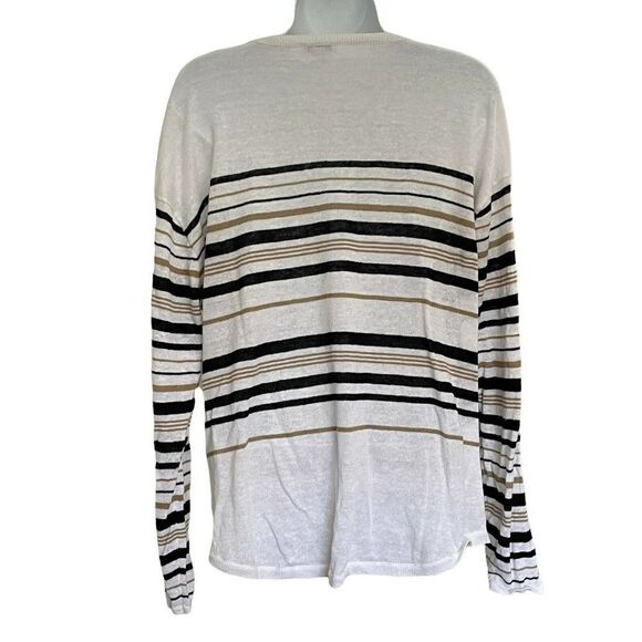 j. Jill Stripe Pullover Sweater XL Linen Blend Stripe Lightweight 3/4 Sleeves - Picture 3 of 5